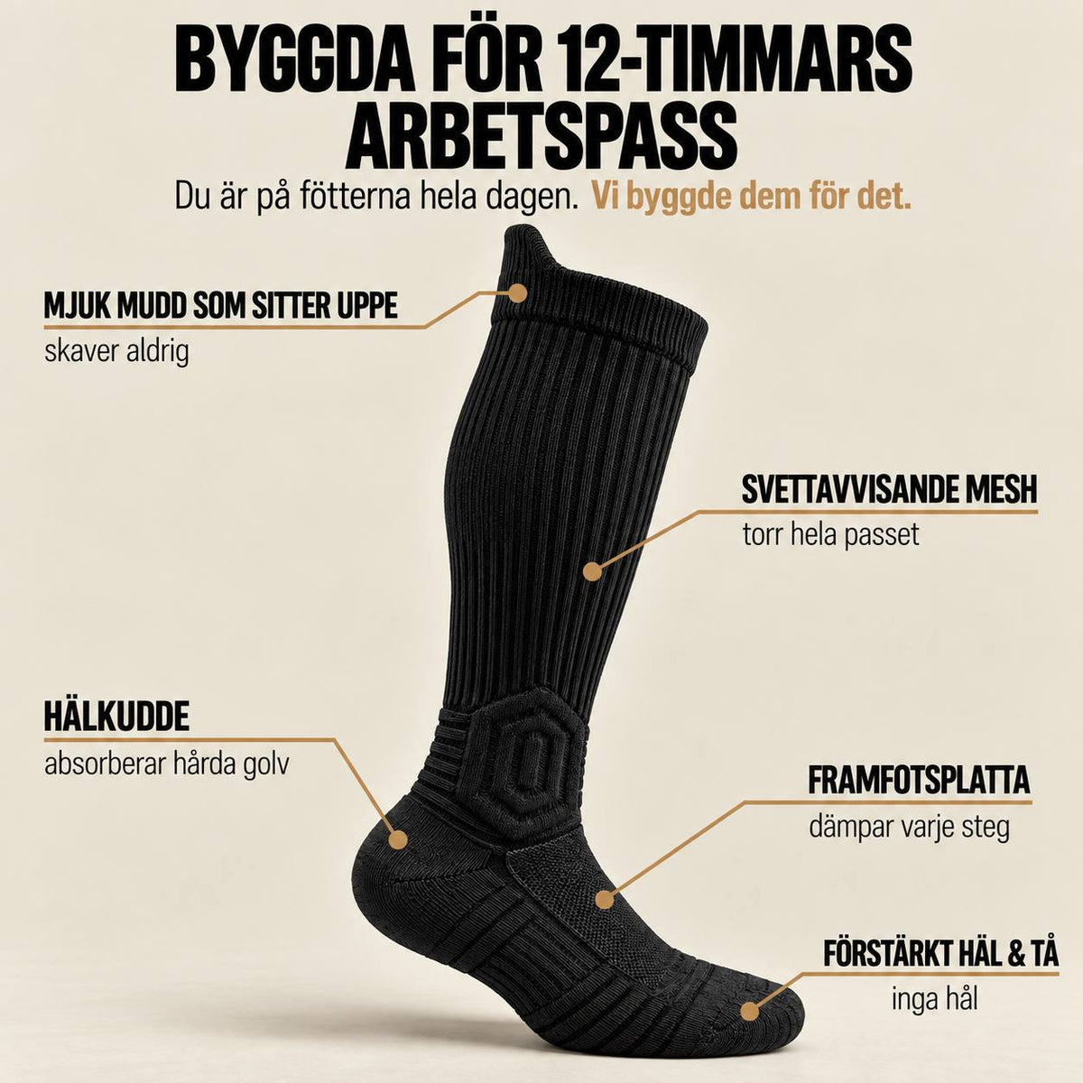 Fortrik™ Hög – Höga arbetsstrumpor för stövlar och kyla