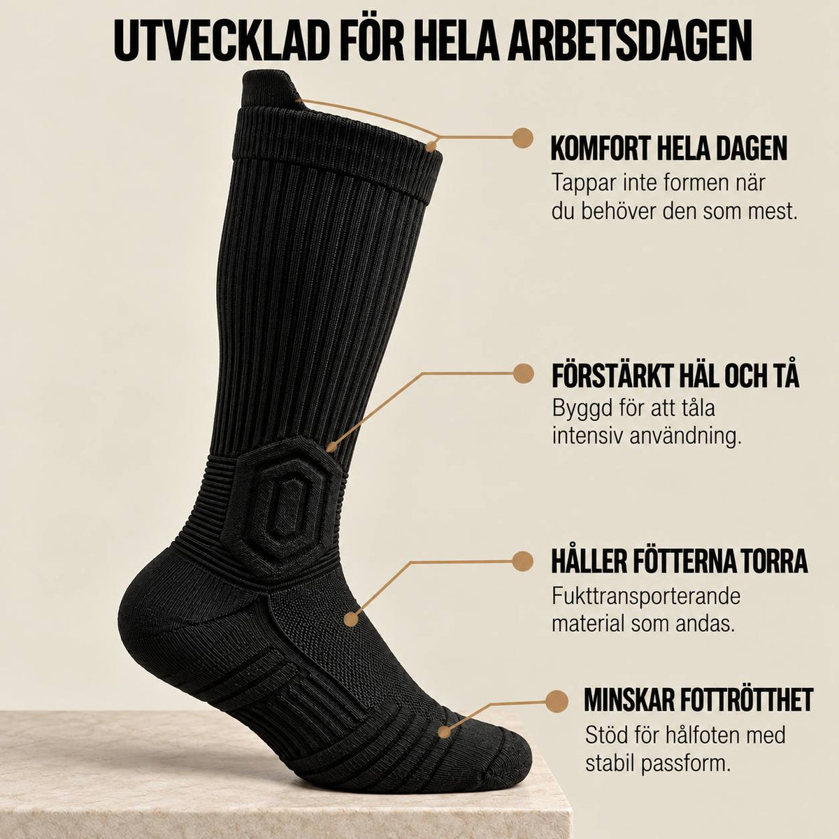 Fortrik™ Hög – Höga arbetsstrumpor för stövlar och kyla